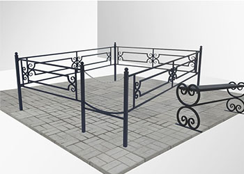 Расширенный комплект - металлическая оградка, лавочка, брусчатка и бордюр для могилы в Биробиджане