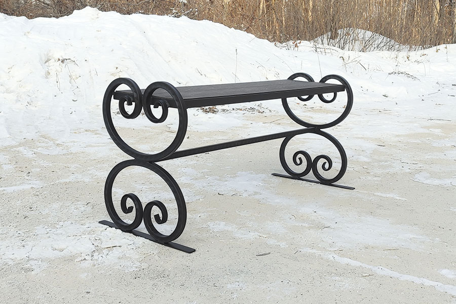 Скамейка Бублик - вид спереди, двойные завитки, производство Биробиджан