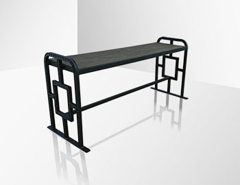 Классическая скамейка для кладбища Биробиджан - прямоугольный дизайн, квадратный ажур, террасная доска венге